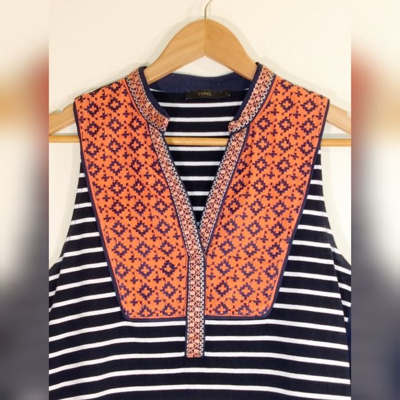 THML Embroidered Cotton Tank Top Striped | Large - Picture 3 of 5